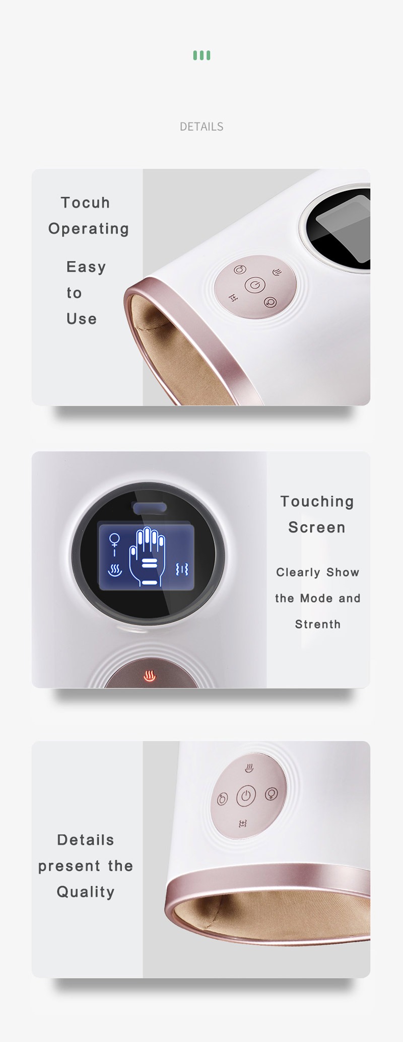 Touching Operate Convenient Hand Protecting Massager