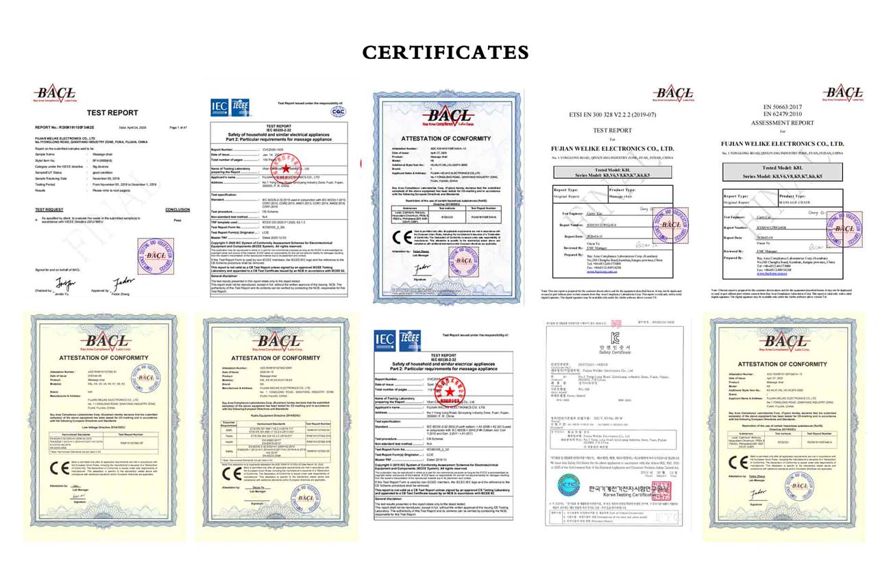 Certificates Qualified Massage Chair